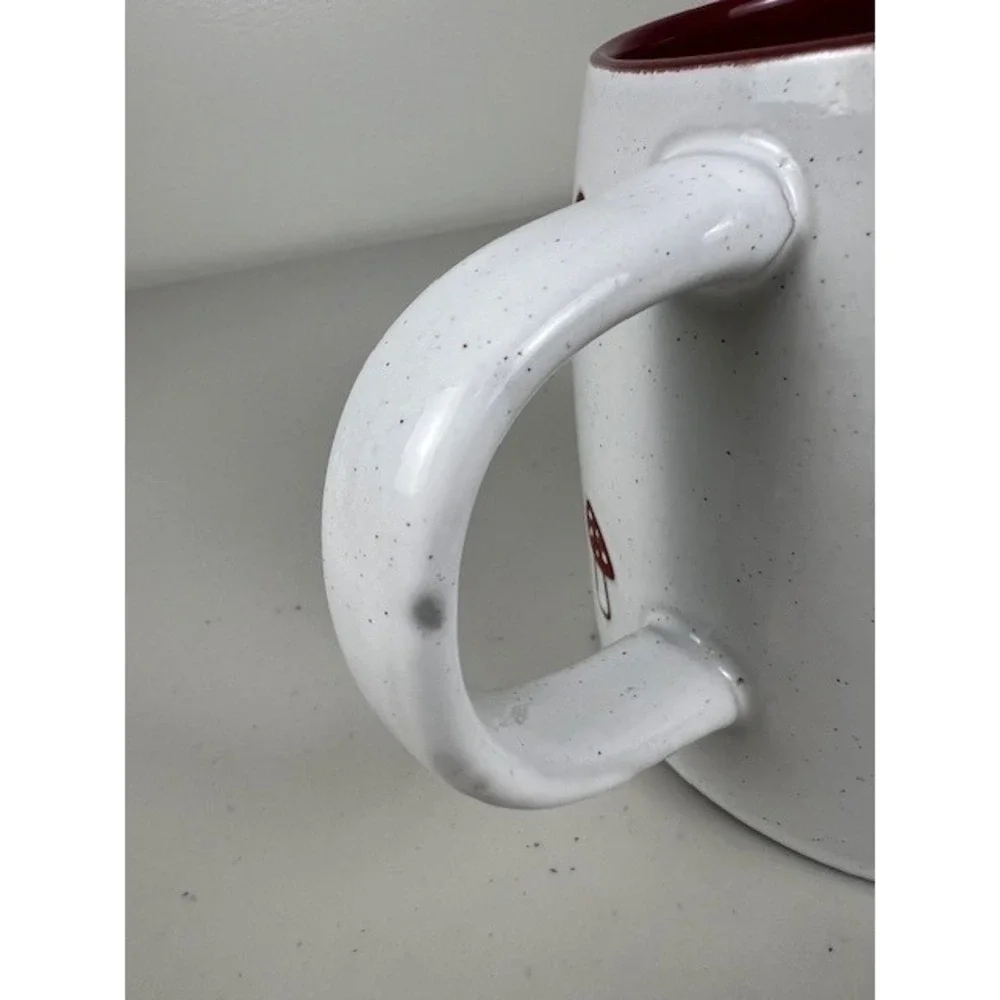 Mushroom Mug 24 oz by Gallery Tabletop White Red Speckled Ceramic Coffee Tea Cup - Picture 5 of 9